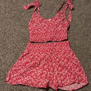 Hollister Red Floral Two-Piece Set